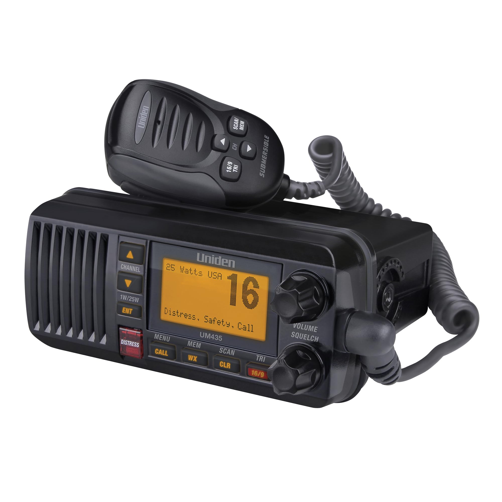 Uniden UM435BK Advanced Fixed Mount VHF Marine Radio, All USA/International/Cana