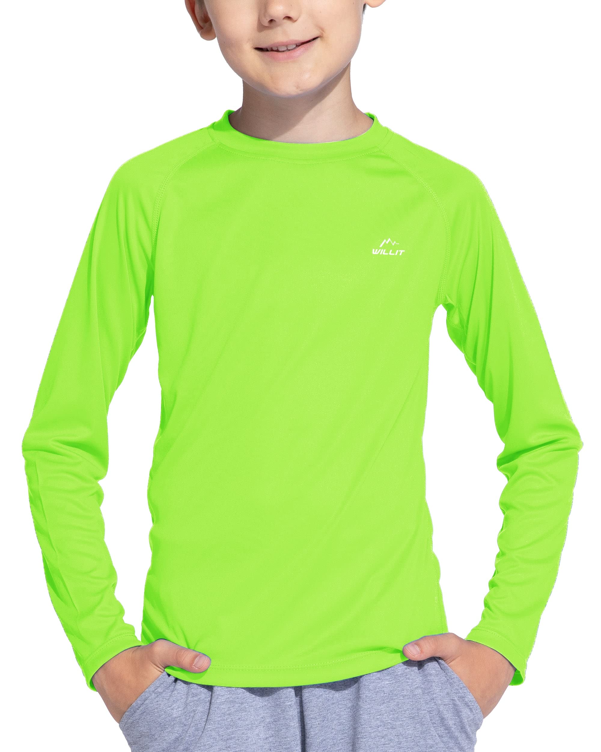 Willit Boy's UPF 50+ Sun Protection Shirt, Long Sleeve, Youth Swim Shirt, SPF Fi