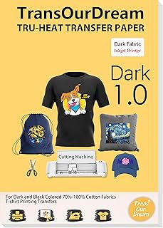 TransOurDream Heat Transfer Paper for Dark T Shirts(20 Sheets, 8.5x11),Printable HTV Heat Transfer Vinyl for Inkjet Printers
