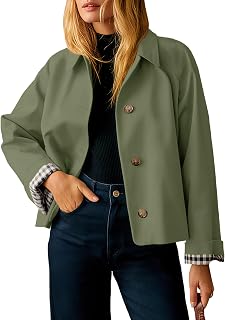 Tankaneo Ladies Lightweight Single Breasted Short Trench Coat Jackets