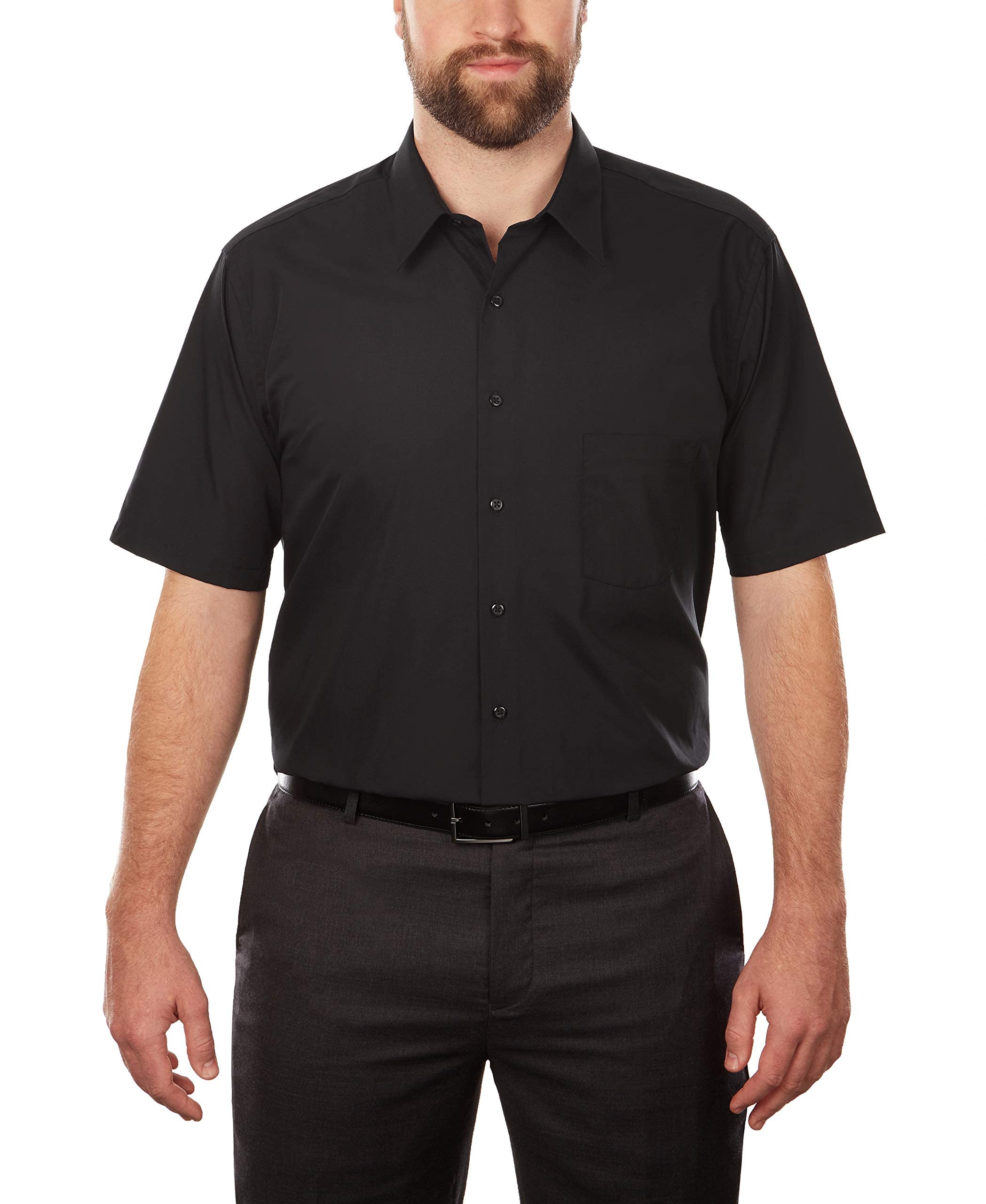 Van Heusen Mens Big and Tall Short Sleeve Poplin Solid Big Fit Dress Shirt