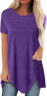 Blouses and Shirt Long Tops for Women Short Sleeve Loose Print Round Neck Latest Fashion Casual Basic Elegant Comfortable Undershirt Summer Tops Plus Size