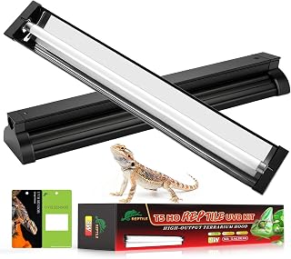 Haceryc T5 UVB Light for Reptile with Test Sensor Cards, UVB Reptile Light Fixture HO Combo Kit, High Output Reptiles Bar 10.0 UVA Desert Lamp for Turtle Bearded Dragon Tank T5 8W-12Inch