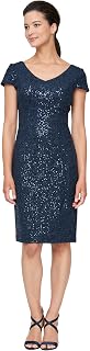 Alex Evenings Women's Short Floral Embroidered Cocktail Sheath Dress, Wedding Guest, Formal Gown (Petite and Regular Sizes)