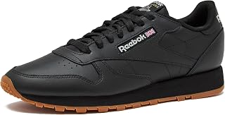 Reebok Mens Classic Leather Shoes Low Top, Cblack Pugry5 Rbkg03, 44 EU