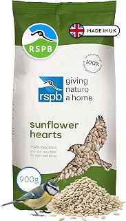 RSPB - Sunflower Hearts for Birds, High Energy and Protein, Wild Bird Food, Husk Free, Delicious and Nutritious, Made in the UK (900g)
