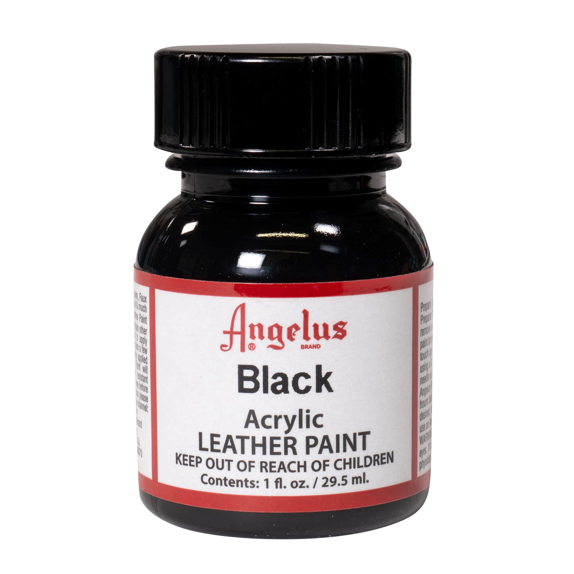 Angelus Acrylic Leather Paint, 1 Fl Oz, Black - Professional Flexible, Crack, Sc