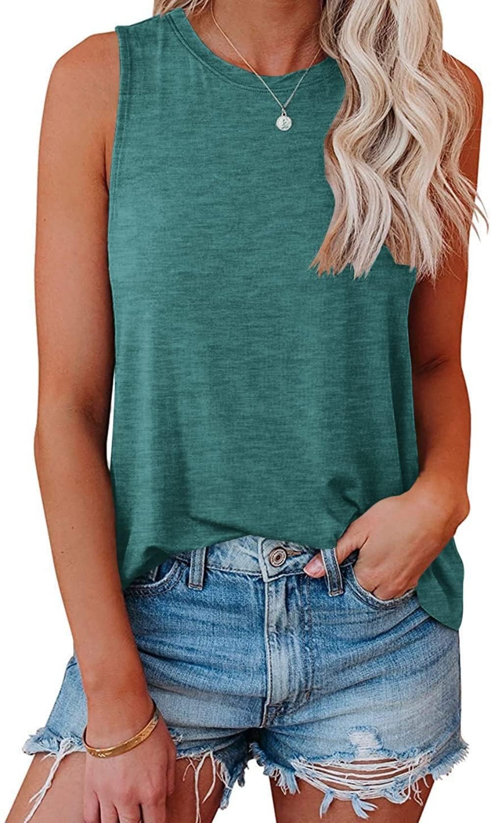 Womens Casual Vest Tops Loose Fit Flowy Summer Sleeveless Tshirts