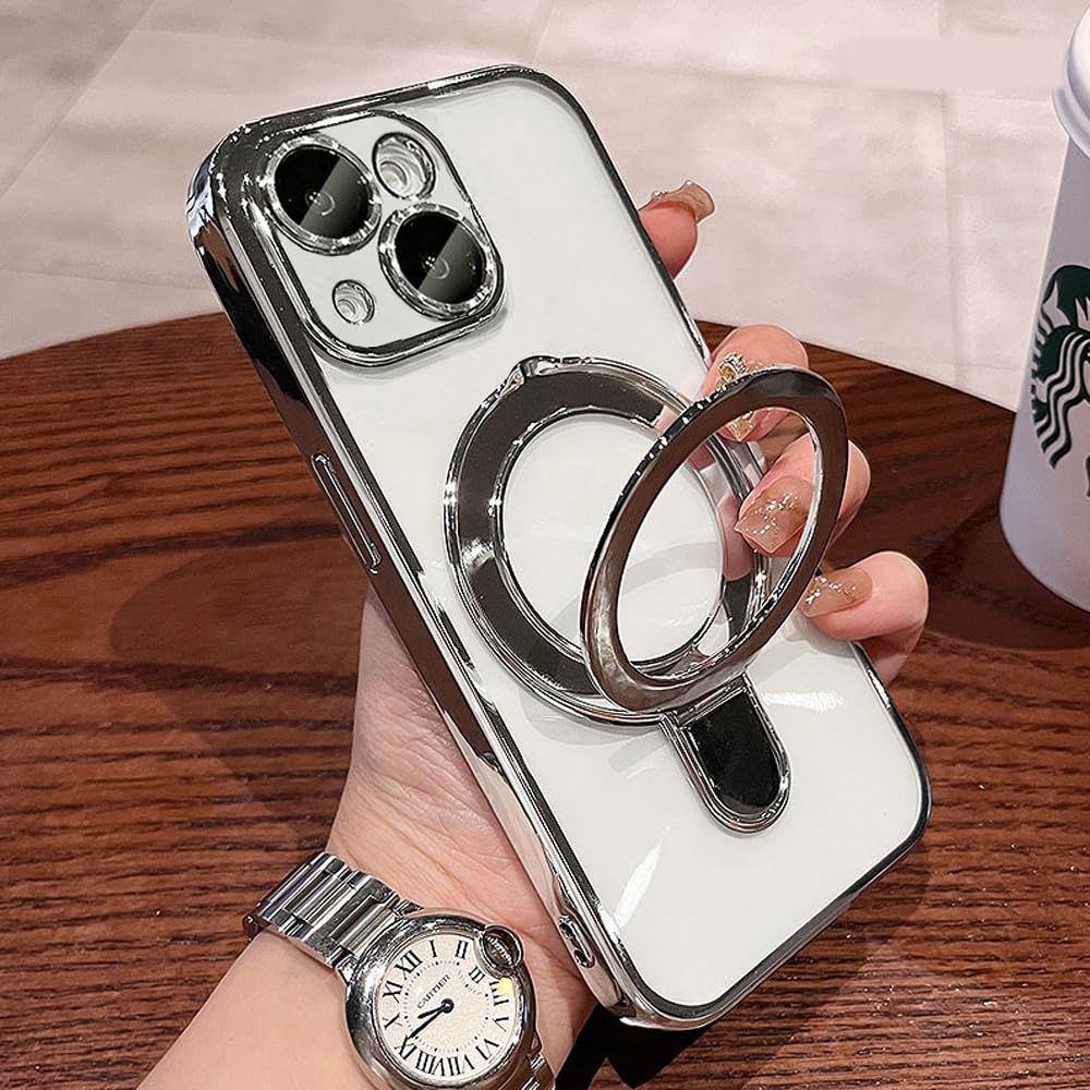 Magnetic Case for iPhone 14 Plus Case Stand & Ring Holder Compatible with MagSaf