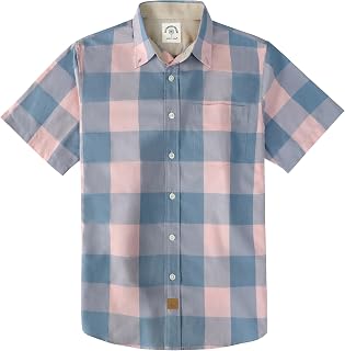 Dubinik® Men's Casual Plaid Cotton Short Sleeve Shirts with Pockets