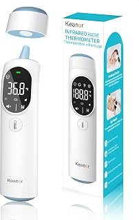Thermometer for Adults Baby Ear Forehead Infrared Thermometer, White | 3 in 1, Accurate Measure, 1s Reading, Unit Switchable, 40 Sets Memory, Mute Mode, LED Screen, Fever Alarm, with Storage Bag