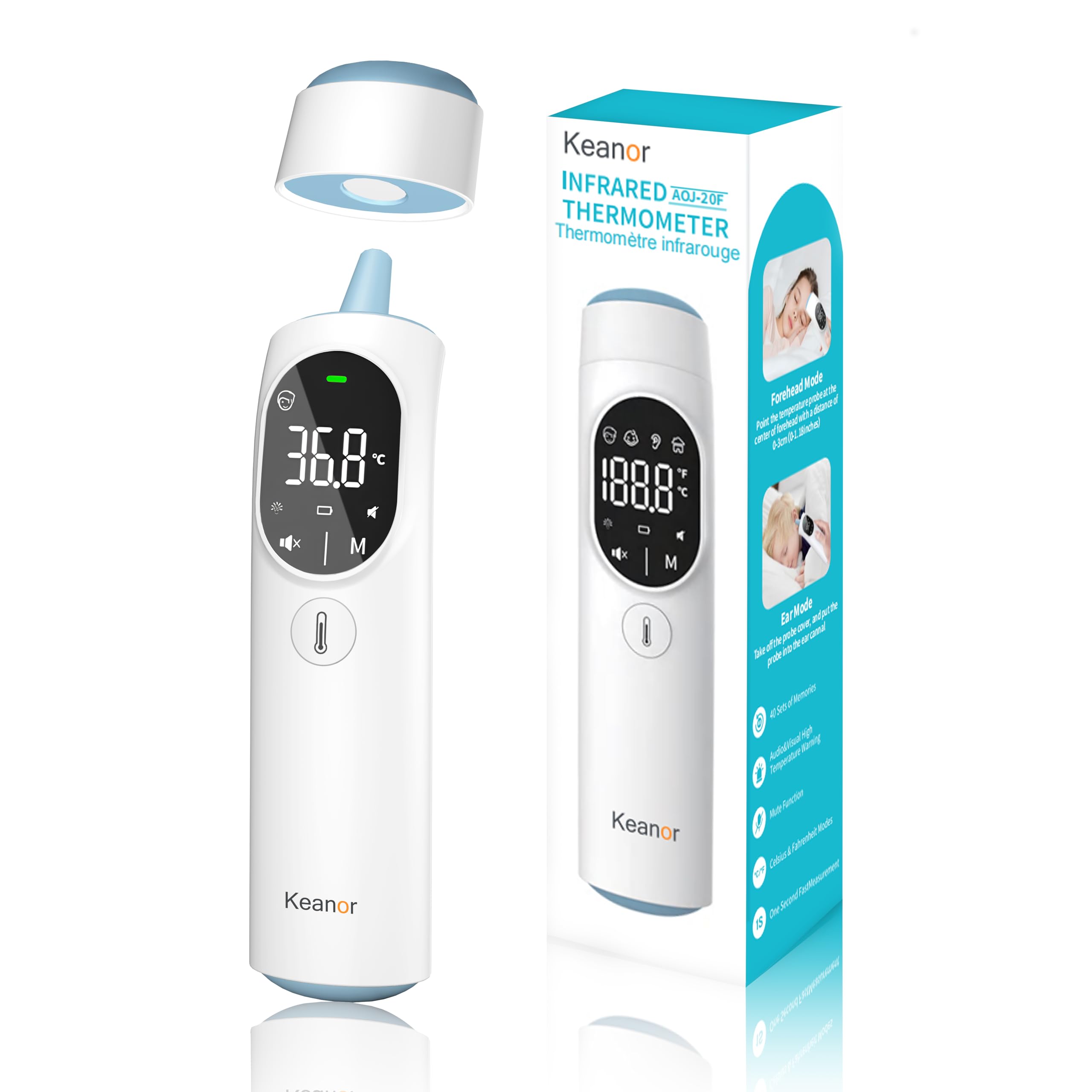 Thermometer for Adults Baby Ear Forehead Infrared Thermometer, White | 3 in 1, A