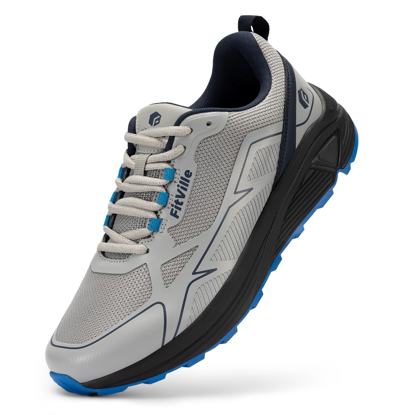 FitVille Men's Trail Running Shoes, Wide Plant, Lightweight Sneakers for Running