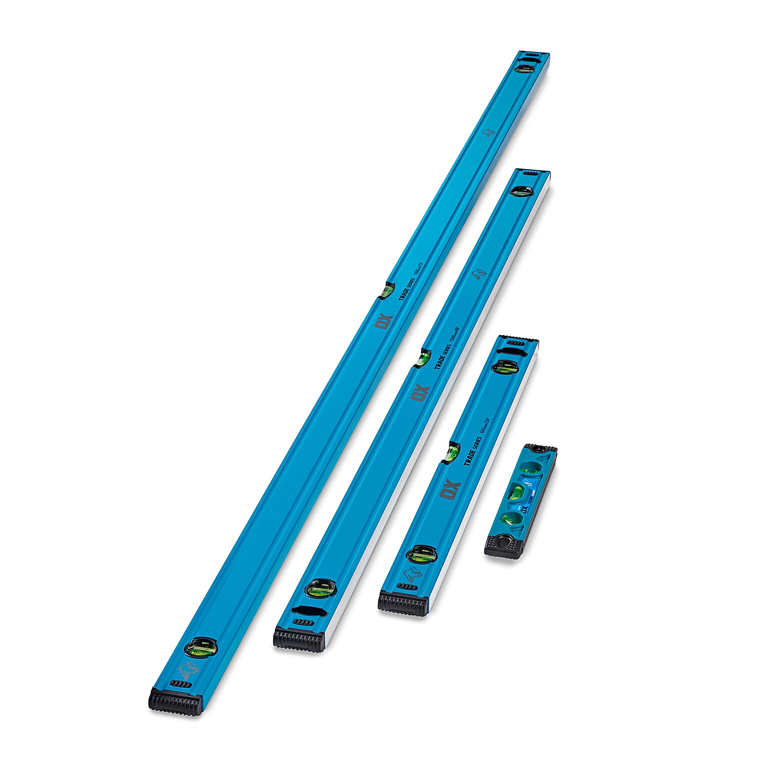 OX 4pc Trade Spirit Level Set - 230mm, 600mm, 1200m and 1800mm | For Building, T