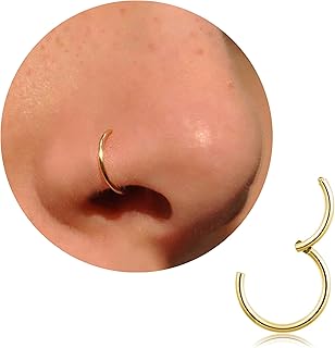 20G 18G 16G Titanium Nose Ring Hoop, Cartilage Hoop Earrings for Women Men Silver Gold Nose Ring Septum Ring Tragus Conch Helix Daith Lip Piercing Jewelry 6mm/7mm/8mm/9mm/10mm