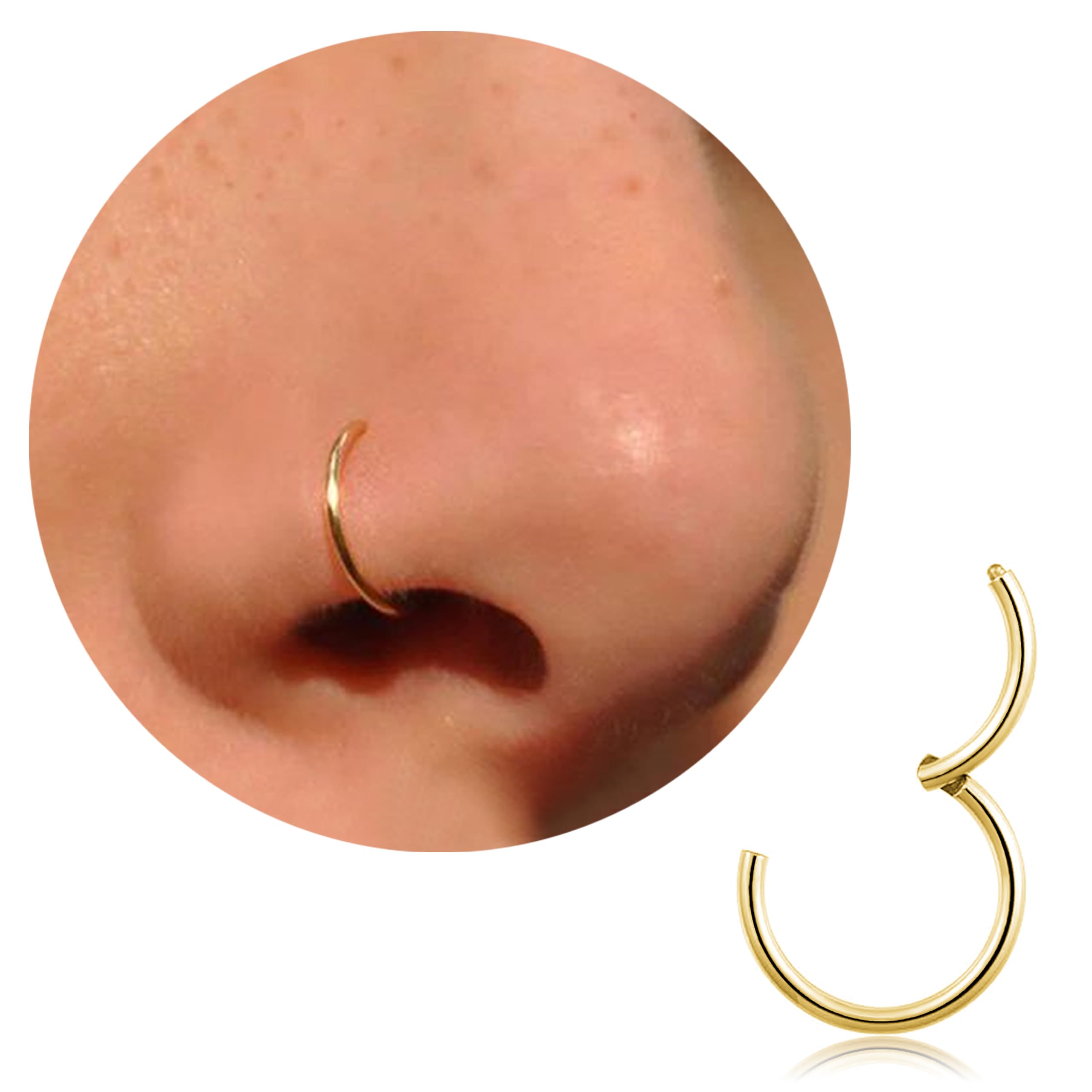 20G 18G 16G Titanium Nose Ring Hoop, Cartilage Hoop Earrings for Women Men Silve