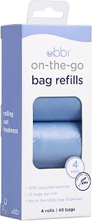 Ubbi On-the-Go Refill Bags, Diaper Disposal Waste Bags, Lavender Scented, On-The-Go Diapering Essentials, 4 Pack