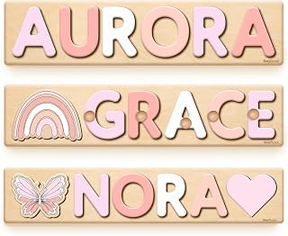 Personalized Name Puzzle Montessori Toys Nursery Decor Customized Puzzle Educational Toy for a 1 Year Old Gifts Kids Name Sign for Nursery Easter Present for Baby