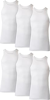 Hanes Men's Tank Undershirt Pack, Cotton Tank Undershirt, Moisture-Wicking, Breathable, White or Grey/Black, Multi-Pack