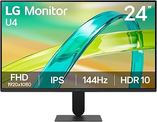 LG Monitor 24U411B-B 24 inch FHD 144Hz IPS Desktop Display, Black | sRGB 99%, HDR10, 1ms MBR 5ms GtG, AMD FreeSync, Tilt adjustment, HDMI, D-Sub