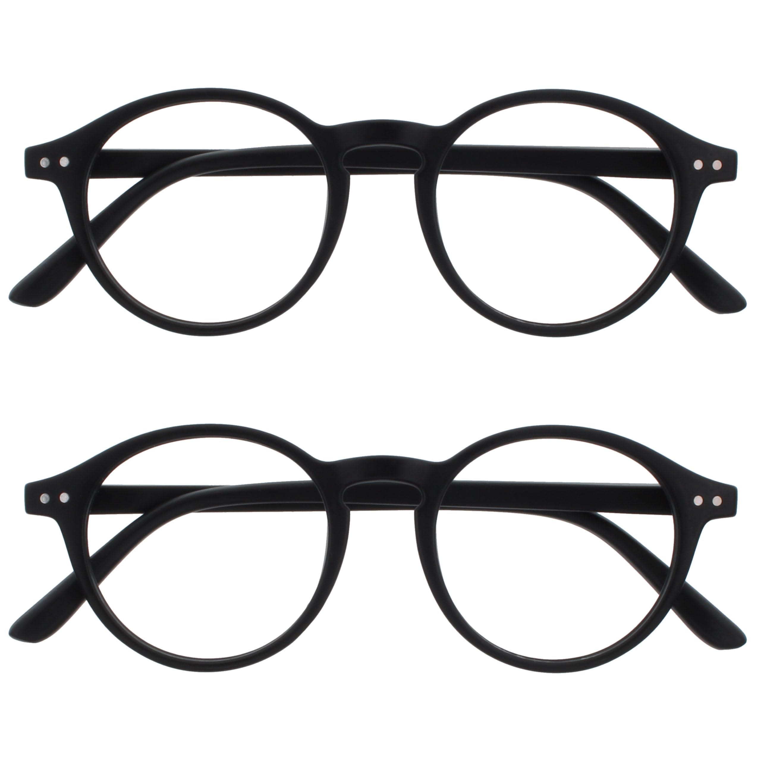 OPULIZE Rey Reading Glasses – Retro Round Frame – Men and Women – Spring Hinges,