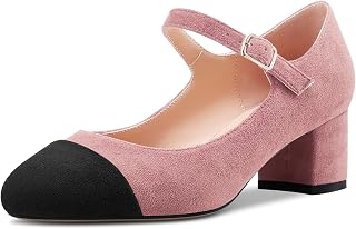 Castamere Women's Chunky Mid Width Round Heel Pointed Mary Jane Pumps Wedding Office Casual 5 CM Heels