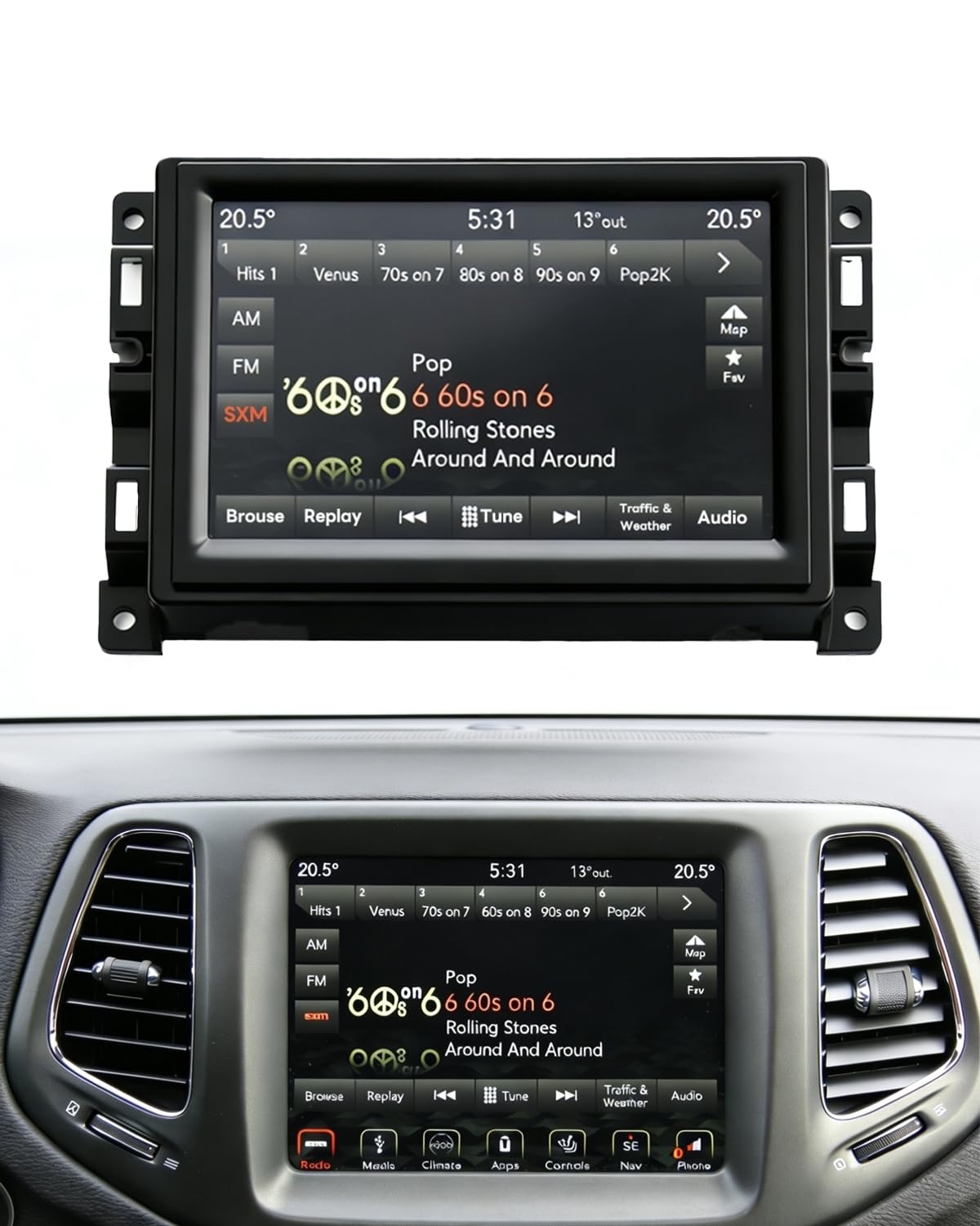7" Uconnect Screen Replacement LCD Display | for Jeep Compass Renegade 2017-2021