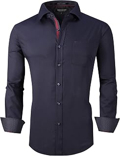 Alex Vando Men's Crease-Free Regular Fit Stretch Viscose Bamboo Button Down