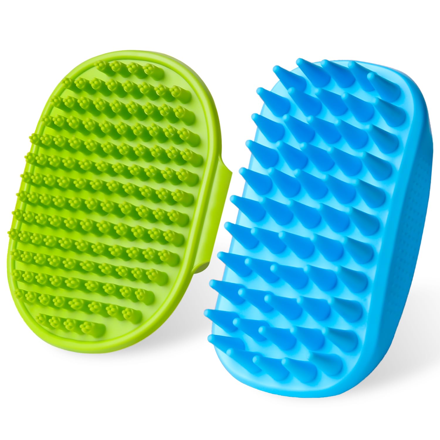 2PCS Dog Bath Brush Set | Adjustable Handle Dog Scrubber for Shampooing, Deshedd
