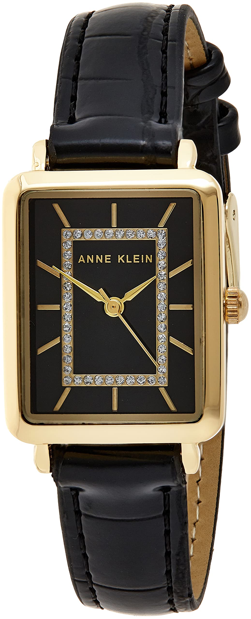 Anne Klein AK/3820GPBK Dress Watch, Black, black/gold, Strap