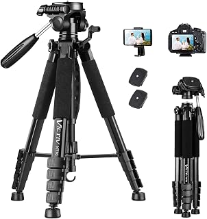 VICTIV 74” Camera Tripod, Tripod for Camera and Phone with Phone Holder | Aluminum Professional Tripod Stand for Canon Nikon with Carry Bag, Compatible with DSLR, iPhone, Spotting Scopes, Gopro