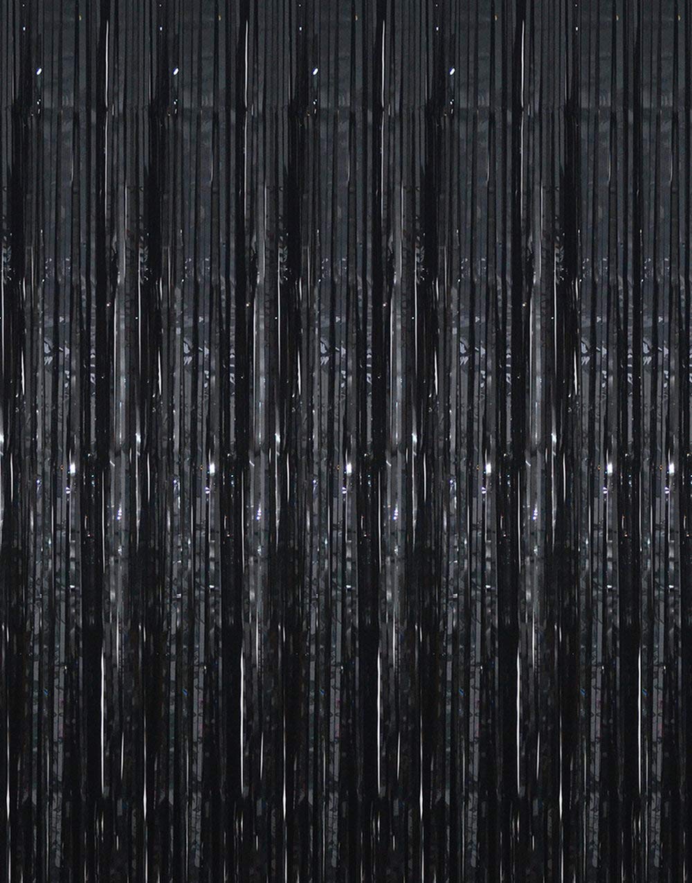 GOER 6.4 ft x 9.8 ft Metallic Tinsel Foil Fringe Curtains,Pack of 2 Party Stream