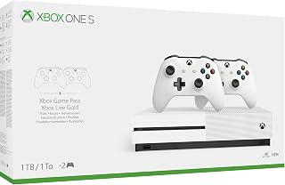 Microsoft Xbox One S Two-Controller Bundle 4K 1TB HDD White (Renewed)