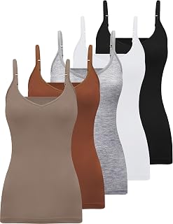BQTQ 5 Pieces Women's Camisole V Neck Spaghetti Strap Camisole Slim Fitted