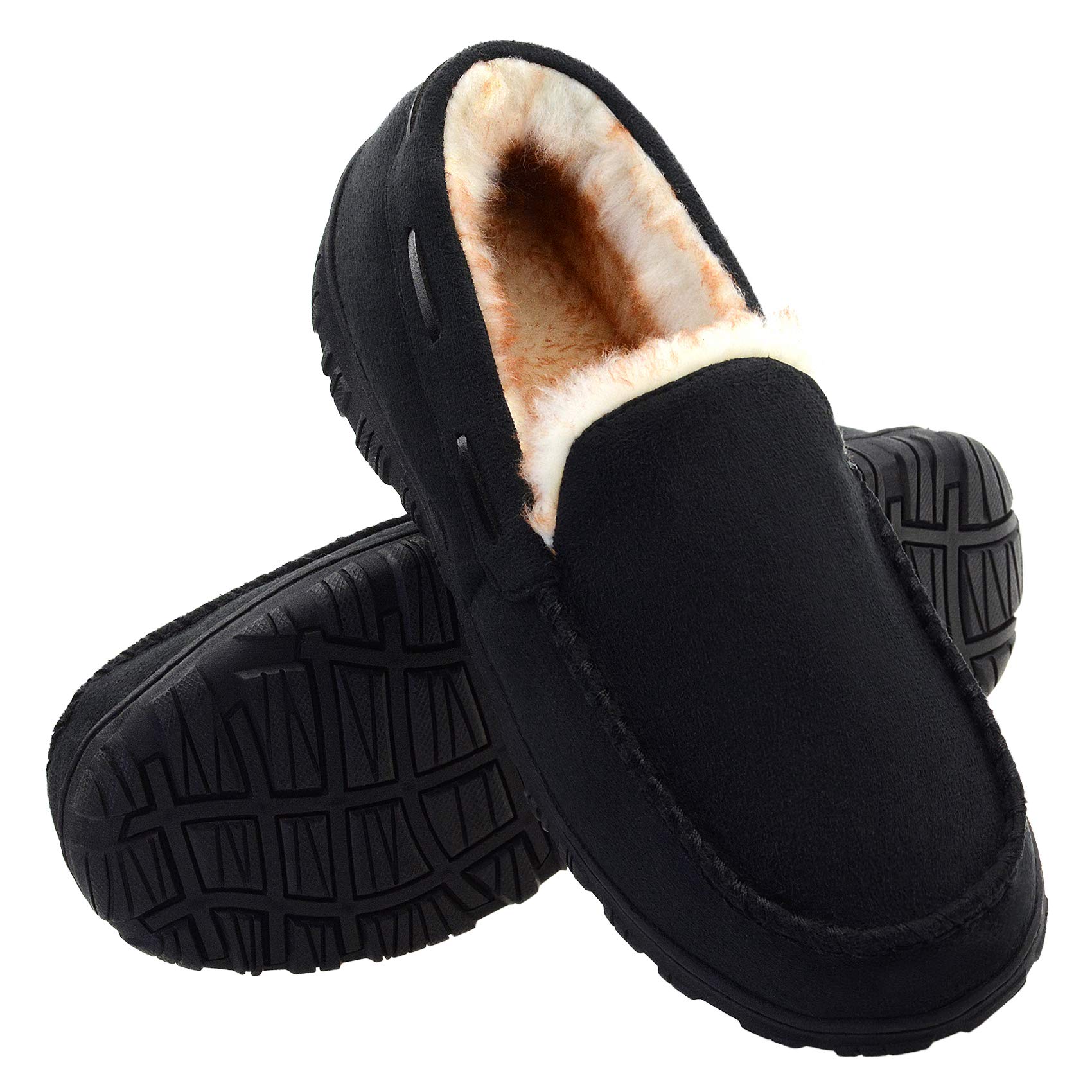 Vonair Mens Moccasin Slippers Indoor Outdoor Slip on Warm House Shoes Breathable