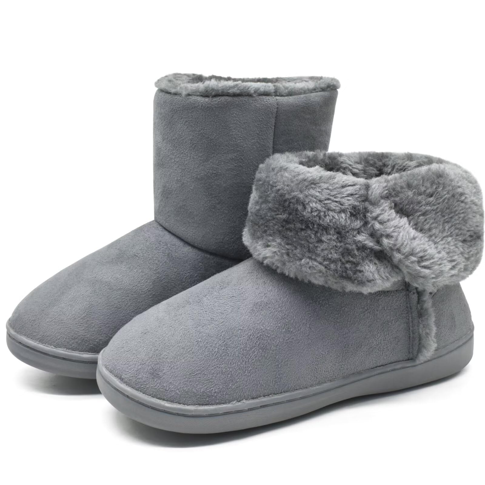 KuaiLu Women's Winter Closed Knitted Memory Foam Slippers Ankle Boots Home Comfo