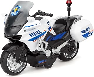 Ming You Toy Motorcycle for Kids, Pull Back Moto Bike with Sound and Light | 1:10 Scale Alloy Police Motorcycle Toys for Boys Age 3-7 (Bright White)
