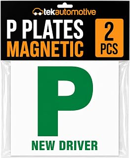 Tek Automotive P Plates Magnetic New Driver Sticker Twin Pack | Strong Hold, Pass Plates for New Drivers, UK Legal Size