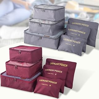 12 Pack Packing Cubes for Travel Accessories, Suitcase Organizers, Travel Essentials (Grey+Burgundy)
