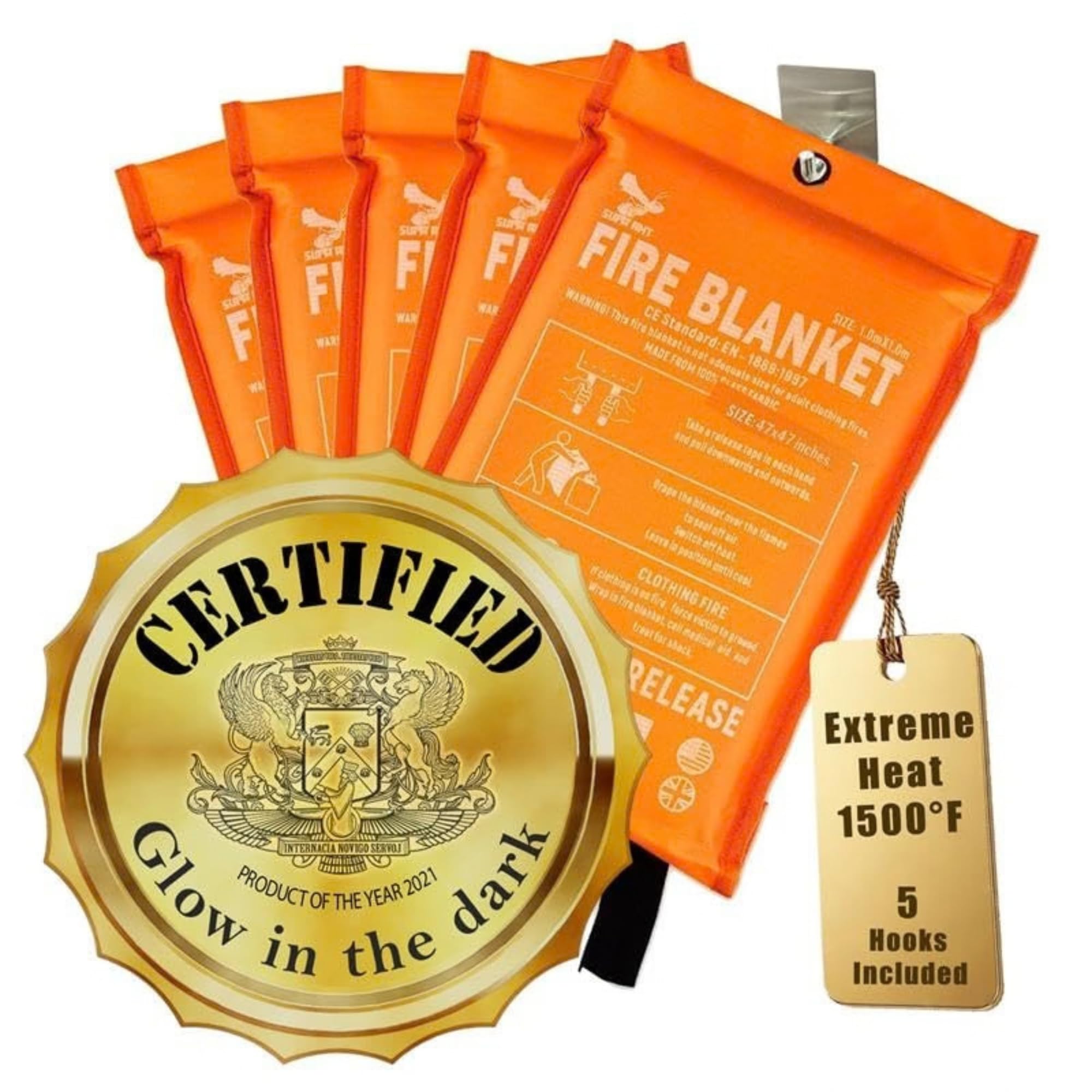 Supa Ant Fire Blanket -Certified 1500F Extra Thick, Glow in The Dark | Fireproof