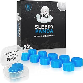Sleepy Panda - Premium Reusable Soft Silicone Sleeping Earplugs 6 Pairs for Noise Cancelling, Deep Sleep Reduction, 27dB Higher SNR (Aqua Blue)