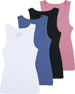 Comfneat Women's 4-Pack Slim Fit Tank Tops Comfortable Vests