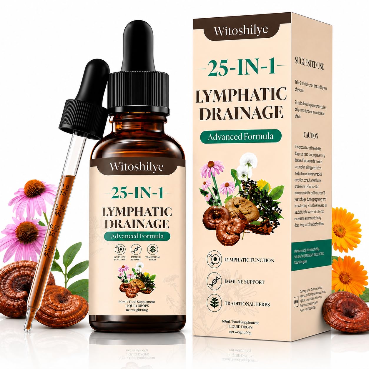 Lymphatic Drainage Supplements Drops for Immune, Cleanse & Detox, Lymph System S