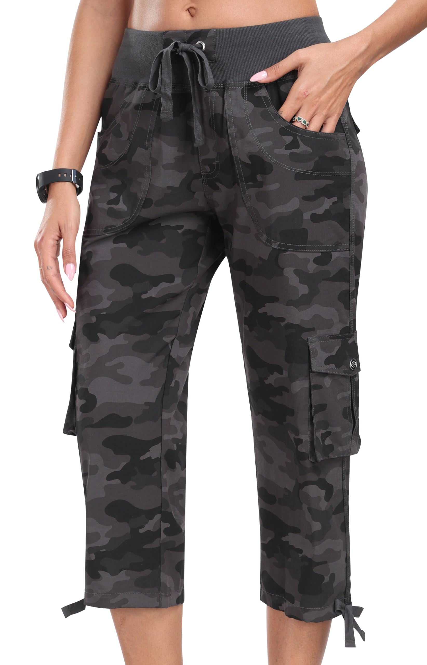 MoFiz Womens Capris with Pockets Loose Fit Casual Capri Pants Dressy Lightweight