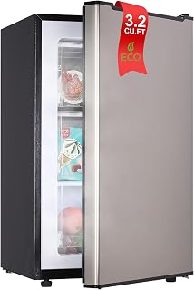 BODACIOUS 3.2 Cu.Ft Mini Freezer - Compact Upright Small Freezer - Silver | Reversible Stainless Door, Plastic Baffles, Stand Up, Adjustable Thermostat, Freestanding, for Kitchen/RV/Dorm/Apartment