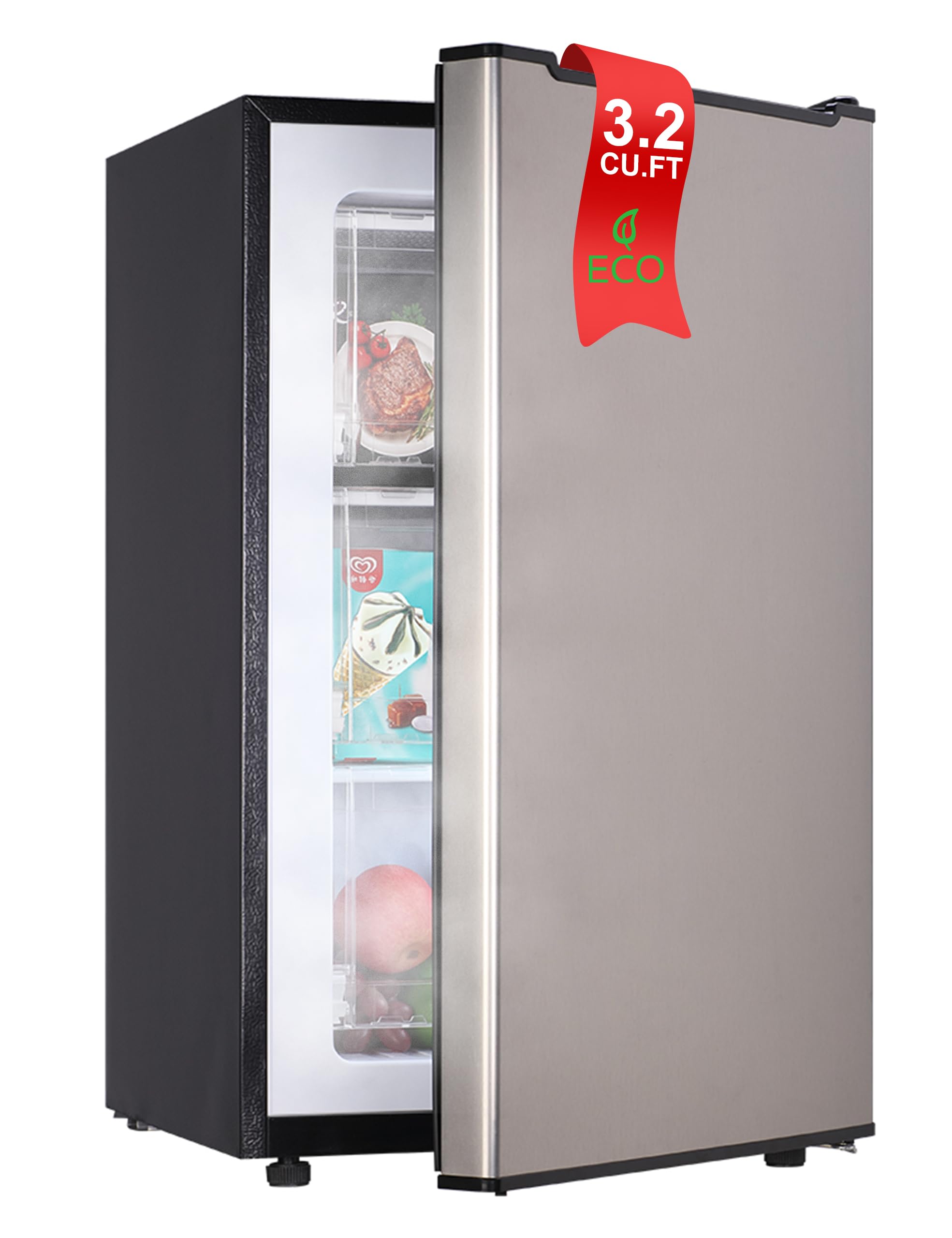 BODACIOUS 3.2 Cu.Ft Mini Freezer - Compact Upright Small Freezer - Silver | Reve