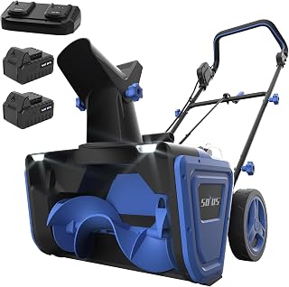 SOYUS 40V Snow Blower Cordless - 20-Inch Electric Snow Blower with Brushless Motor & Dual LED Lights, Efficient Snow Shovel for Driveways and Sidewalks (2 x 4.0Ah Batteries & Dual Charger Included)