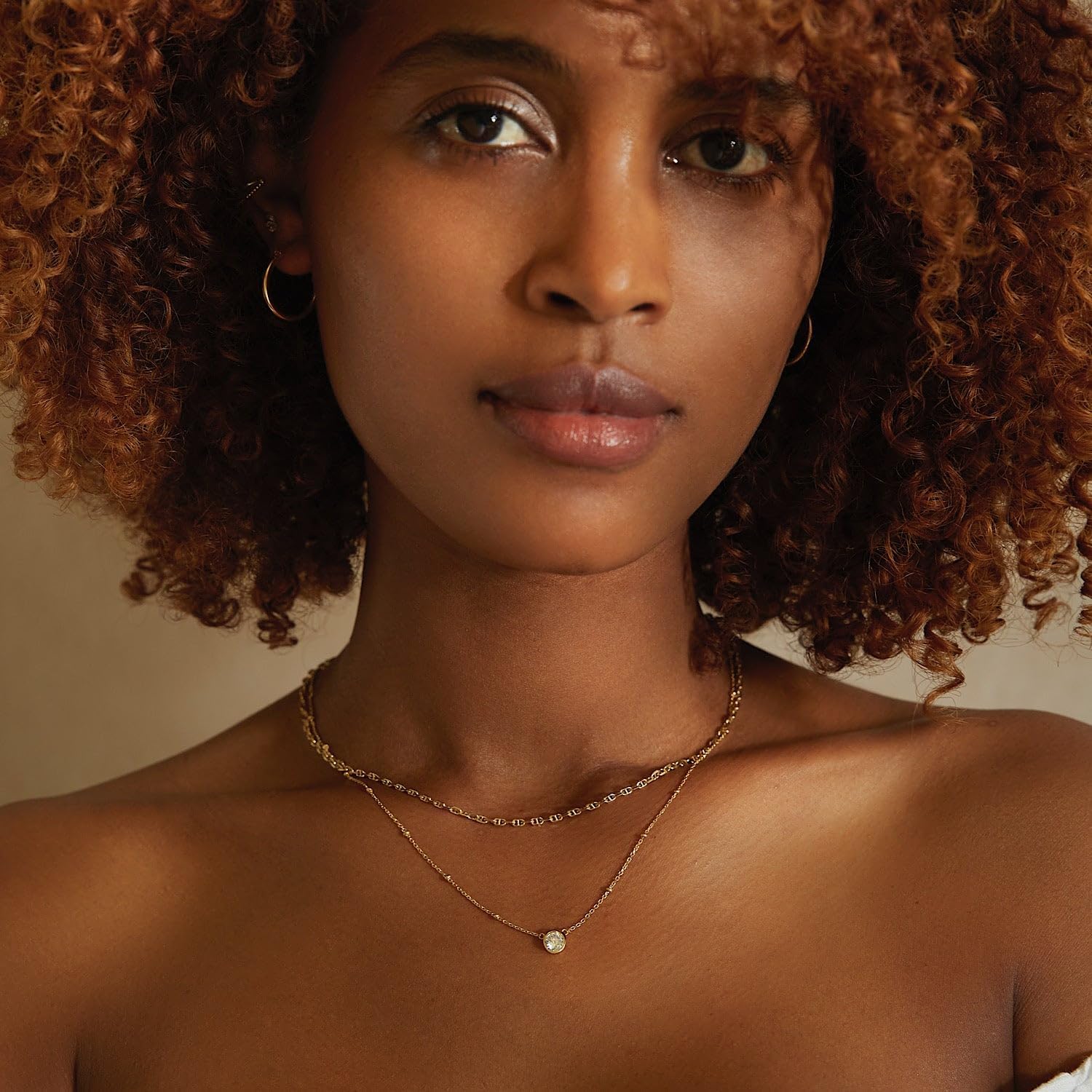 Lariat Collier long et délicat pour femme, plaqué or 14 carats/argent en forme d
