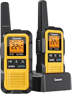 Gaswei G2Pro+ IP67 Waterproof Floating Walkie Talkies Long Range with Double PTT,FM Radio,VOX,SOS & NOAA Weather,Rechargeable Two-Way Radios for Adults Farms,Warehouse,Fishing,Camping,Hunting (2 Pack)