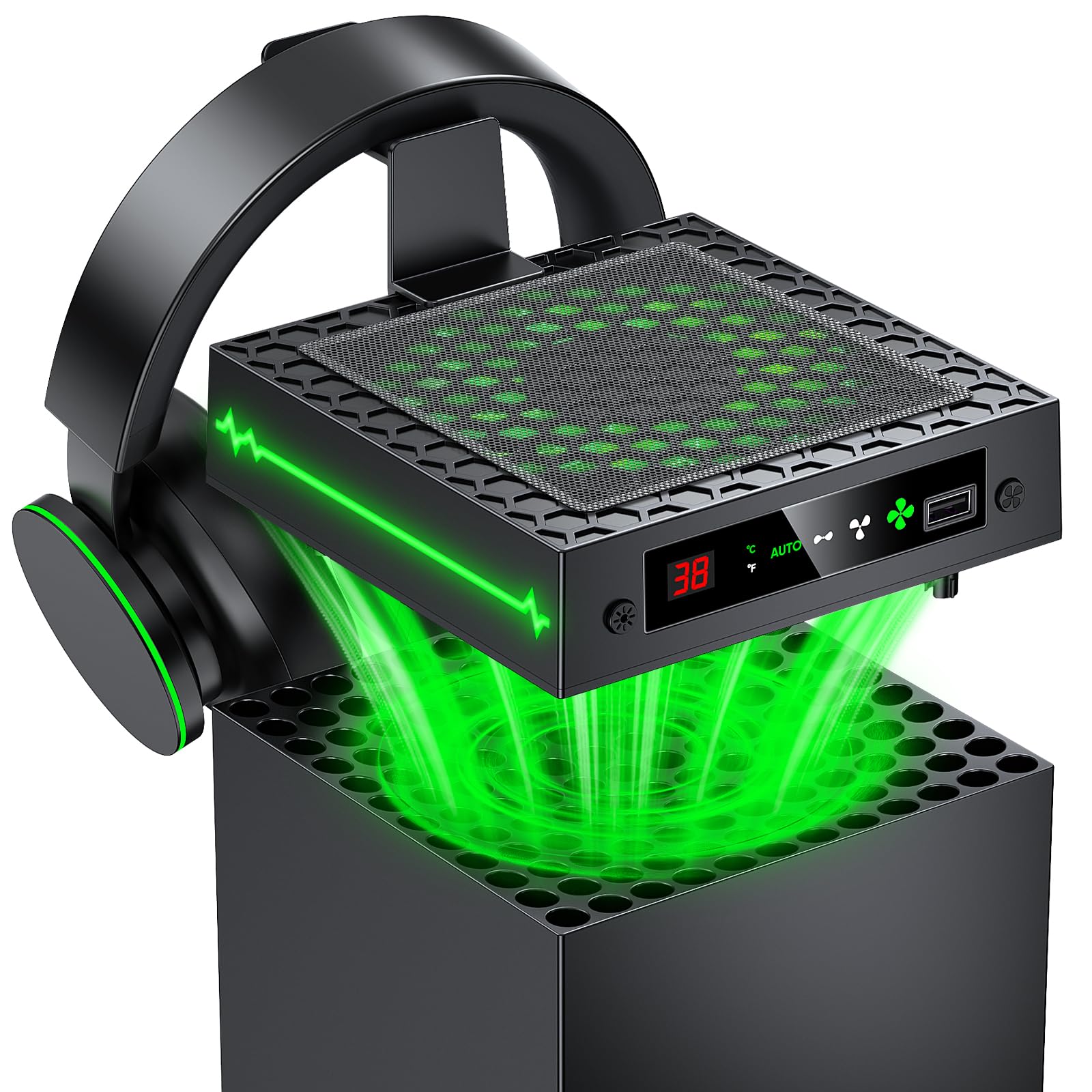 Auto Cooling Fan for Xbox Series X with LED Temperature Display&9 RGB Light | Sm